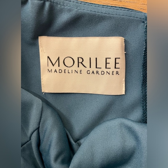 Morilee Style 21721 Midi Silky Satin Bridesmaid Dress - Size 6 - Teal - Picture 12 of 16